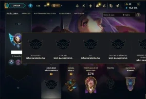 Unranked com 120 Champs e 107 Skins ( MID / JG / TOP )