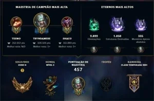 Conta Gold ll, campeões:157,Skins:170,Nível:376, Emotes:184.