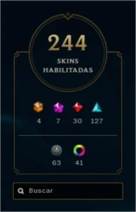 conta league of legends com 244 skins