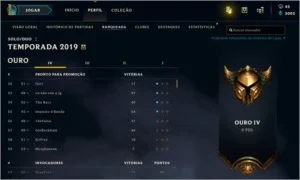 Conta Ouro IV, 34 champ e 4 skins