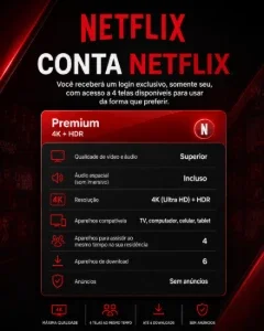 Netflix 4 Telas Premium 30 Dias