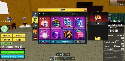 Conta level max, dough no inventario e tiger equipada