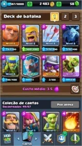 Conta clash royale nv8 arena quase 7