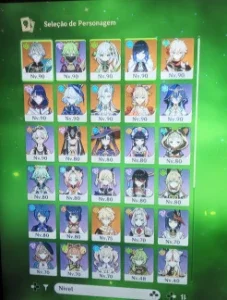 Conta de Genshin Impact com 13 personagens 5* e 5 armas 5*