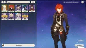 Genshin impact lv 40 com Diluc +Fischl + Barbara + Xiangling