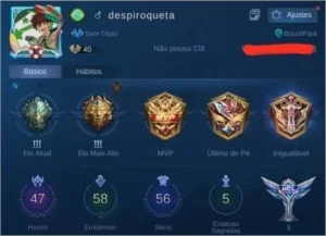 mobile legends conta barata 56 skin+troca de nick gratuita+