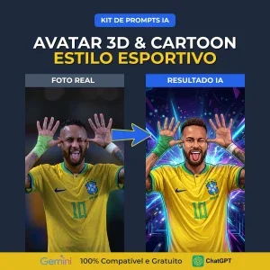 Kit Prompts IA Avatar 3D Cartoon e Caricatura Esportiva GPT