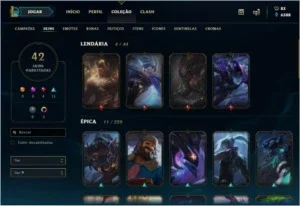 Conta League of Legends Ouro 3,  42 skins 320 reais