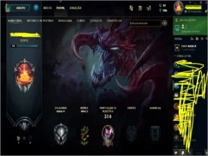 Conta League of Legends bastante skin