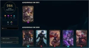 286 SKINS - ouro 2 (season 10), platina III (season 9)