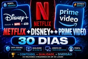 Netflix 4K Privada + Disney Plus + Prime Video