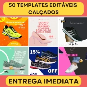 Pack Artes Canva Calçados - 50 Temas Editáveis