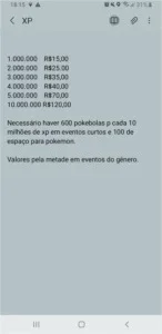 Serviço de farme de xp em Pokémon go