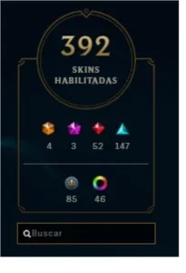 Conta League 392 skins, gold 1, level 269