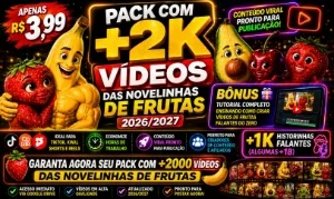 Pack Novelinhas de Frutas Virais 2026 (+2000 vídeos)