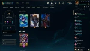 Conta LoL, level 100, todos champs G III, 78 skins 3Ultimate