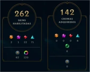 acc lol all champ 262 skins 142 cromas g2