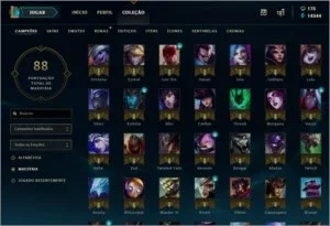 Conta League of Legends 88 champs / 30 skins / 14K DE EA