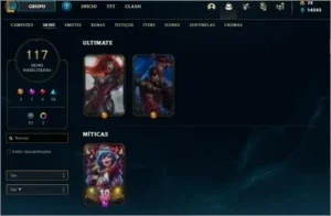 Conta de League of Legends com 117 skins, lvl 217