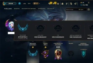 Platina 3 com TODOS os Champs e 161 Skins ( MID / JG / ADC )