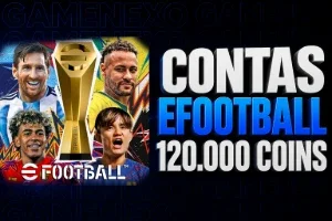 Contas Efootball 10000 Moedas Amarela 100-120 Jogadores