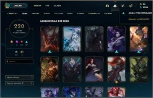 CONTA GOLD 2, COM MUITAS SKINS E TODOS OS CAMPEÕES