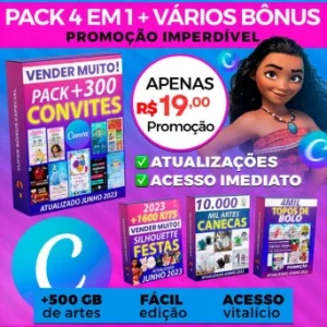 Pack 4 em 1 +400 Cartões Digita Pack Festa Completo + 4mil