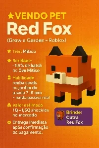 🎁 COMPRE 1 RED FOX E LEVE 2, PET RARO do Grow a Garden