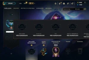 Unranked com 120 Champs e 192 Skins +2 Prestigios +2800 RP
