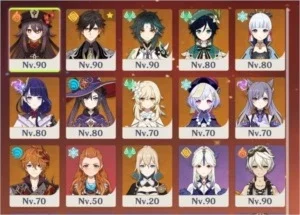 Xiao, Shogun, Ayaka, Venti, Zhongli, Hutao, Childe, e etc..