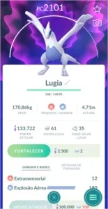 Lugia Pokémon Go - (Leia a Descrição) Lendário PC 1900+