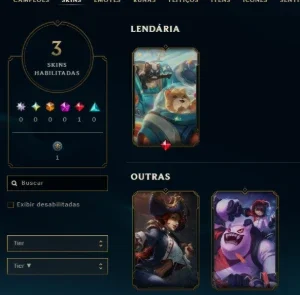 Lvl 21, Skin Lendária, 45K Ea, 3 Skins Total, Honra 4, Lol