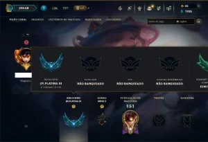 Platina 3 com 65 Champs e 16 Skins