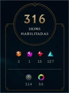 Conta LoL com 316 Skins + 281 Icones