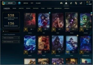 Conta LOL, MMR Platina, 230+ skins, todos os campeões.