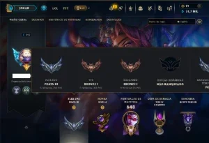 Bronze 1 com TODOS os Champs e 158 Skins ( ADC / MID / JG )