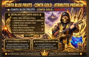 Conta Blox Fruits 2800+Gh+Cdk+Soulguitar+Ttk+Mítica+Puzzlev4