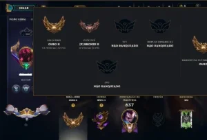 Ouro 2 com TODOS os Champs e 221 Skins ( MID / ADC / JG )