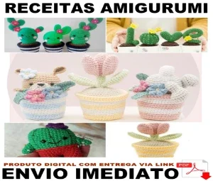 Receita Crochê em PDF - 5 Plantas Amigurumi