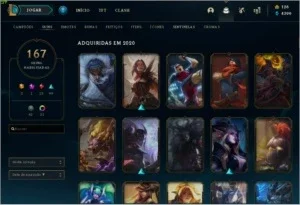 Conta LoL com 167 skins