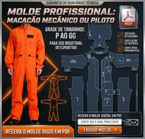 Molde Modelagem Macacão Mecânico ou Piloto