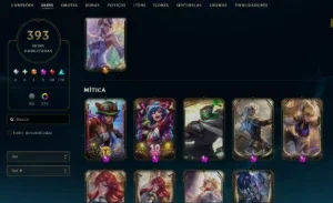 Conta League of Legends / lvl 856 / 393 skins / Platina 1