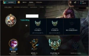 Vendo conta no lol Platina 3(soloDuo), Platina5 (Flex)