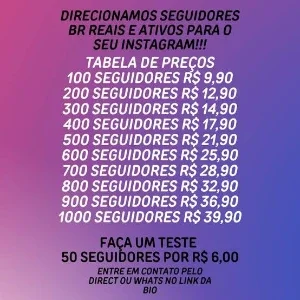 Seguidores nas redes sociais,envio imediato