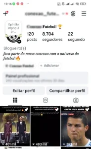 Conta no Instagram - Futebol - 9k - vídeos