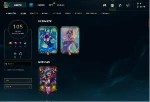 Conta League of Legends PLATINA IV mais de 100 skins