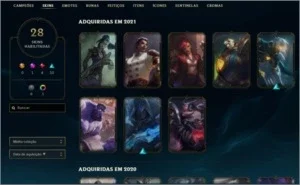 conta lol 28 skins 5 báus pra abrir gold 4 md10 1/3