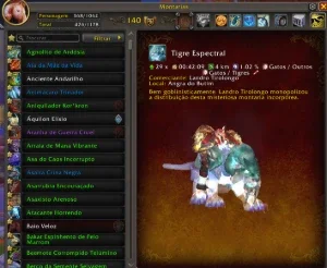 Conta de World of Warcraft 2011 com tigre spectral e brutos