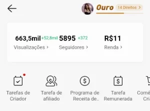 Conta Kwai 6k seguidores monetizando