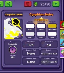 Cynphion-noire FM, Gen 1, partial pure, DA/Dragon adventures